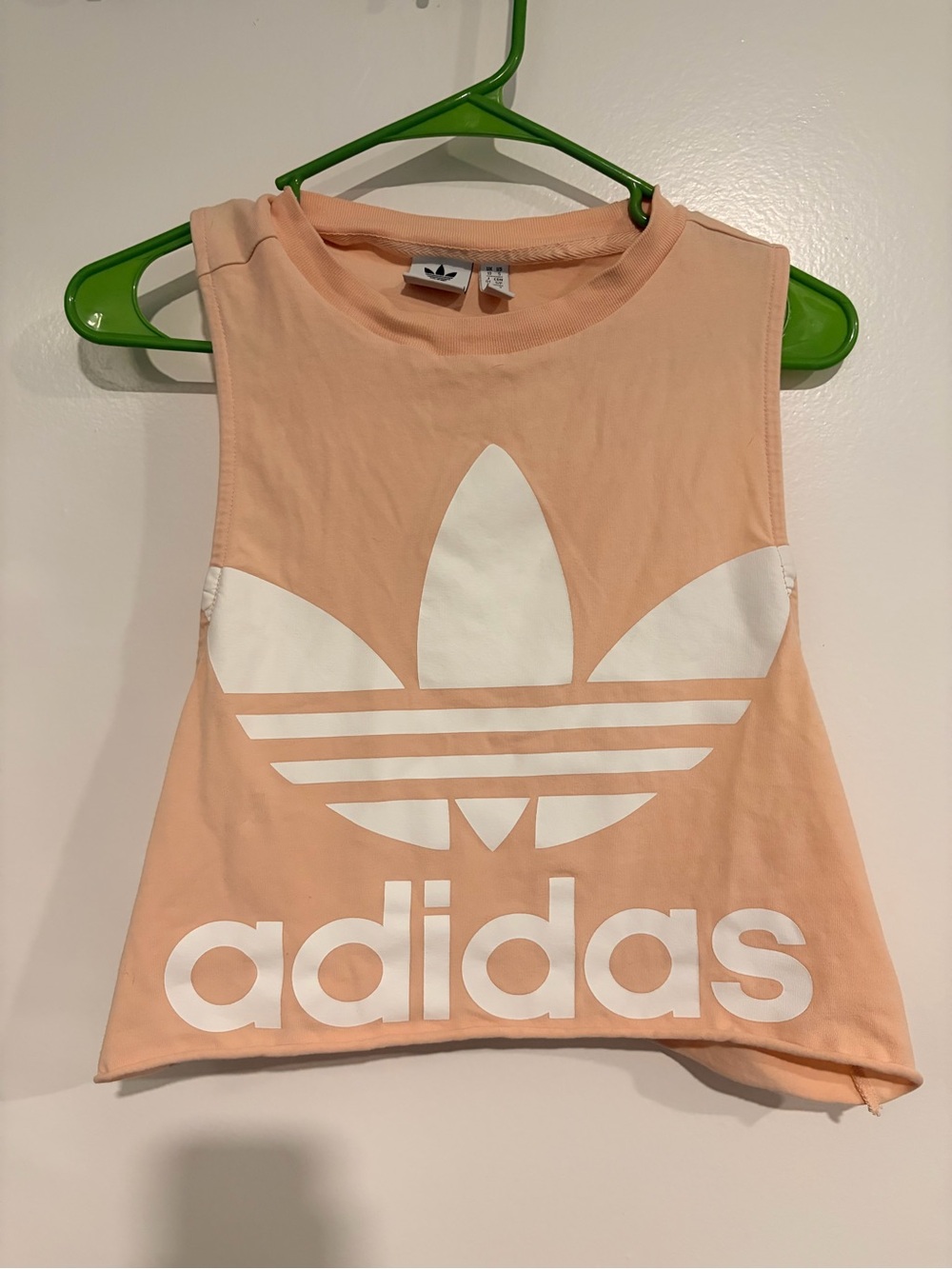 adidas Peach workout muscle crop Top with White Trefoil Logo